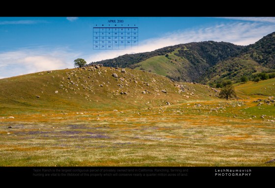 April 2013 Calendar desktop Tejon Ranch - Lech Naumovich Photography 3